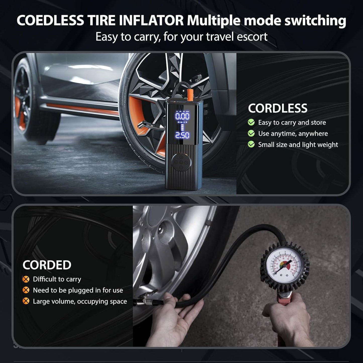 User Tire Inflator Portable Air Compressor