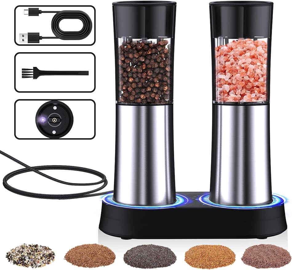 Rechargeable Electric Salt and Pepper Grinder Set