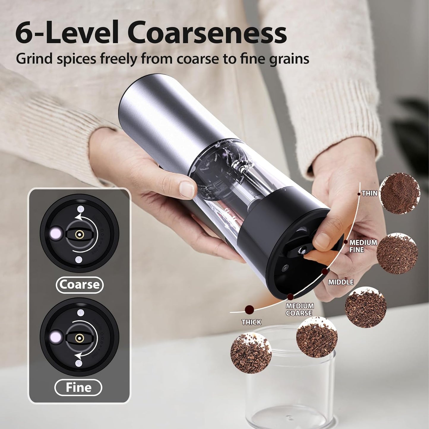 Rechargeable Electric Salt and Pepper Grinder Set