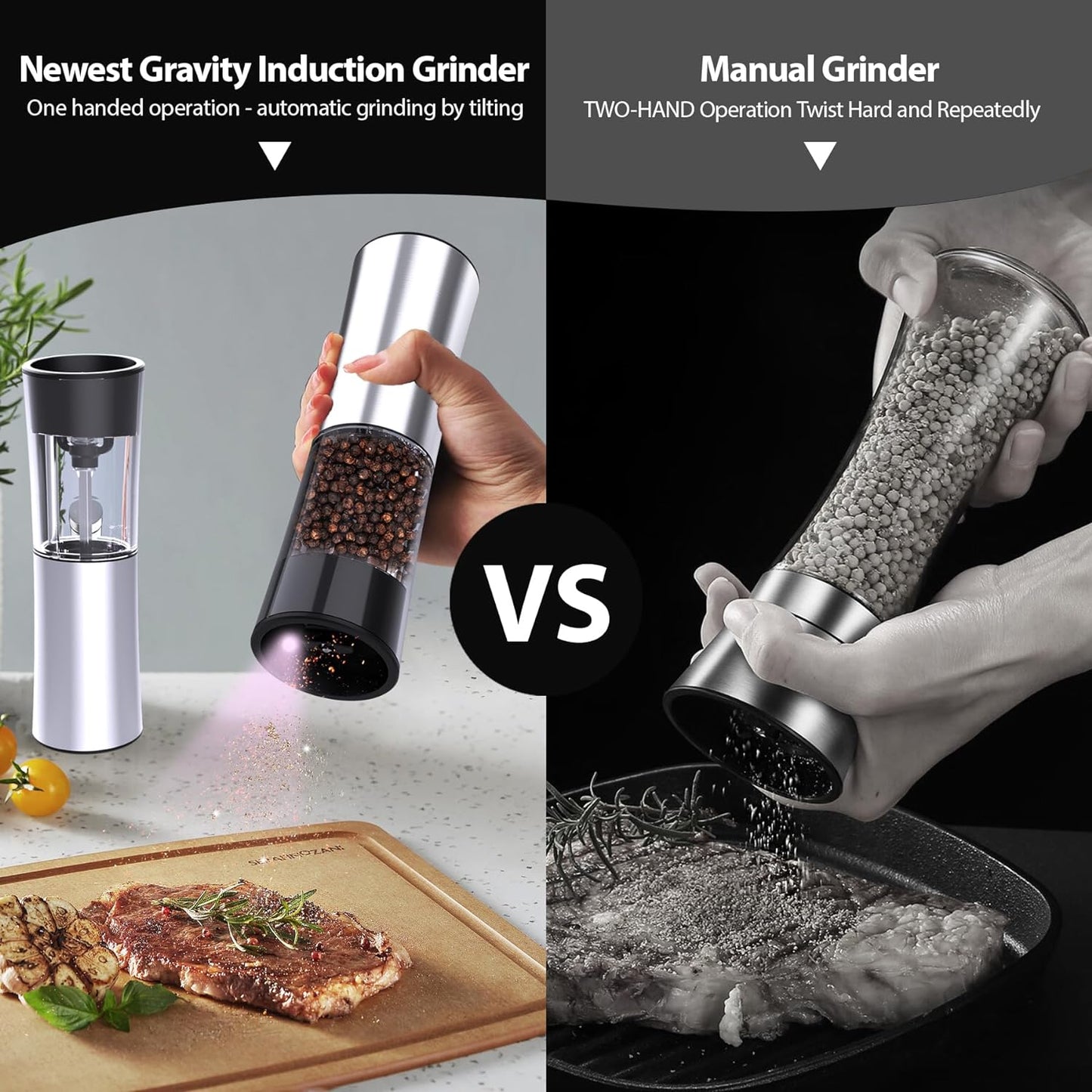 Rechargeable Electric Salt and Pepper Grinder Set